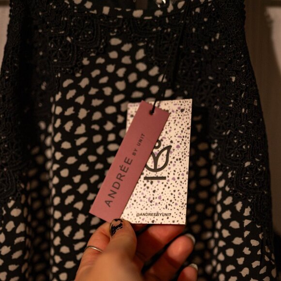 Andrée by Unit Black & White Crochet Detail Dress – Size M – NWT - Picture 3 of 5